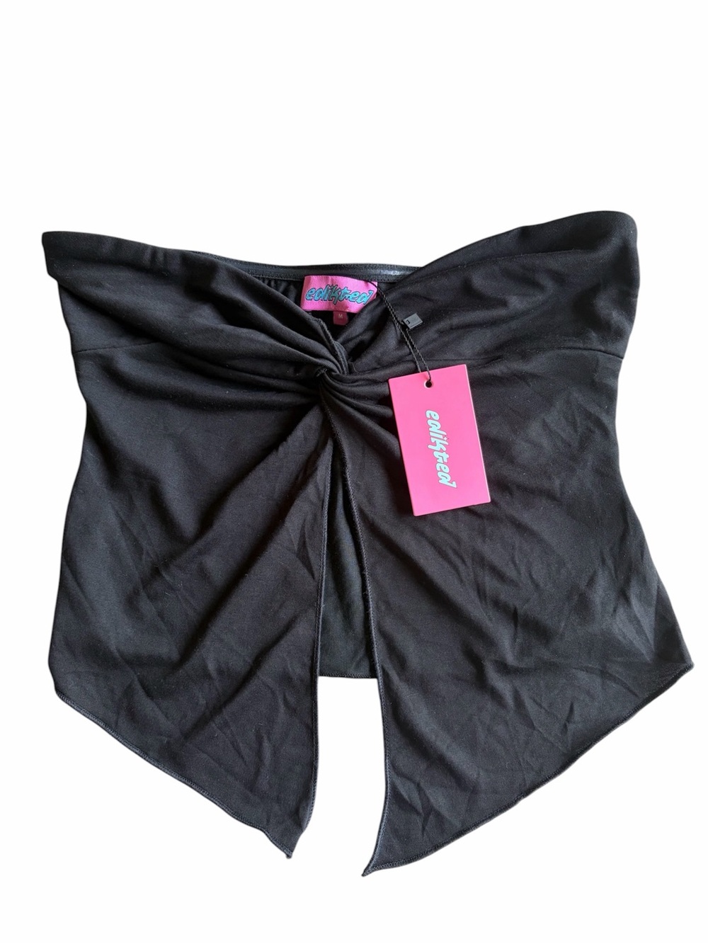 Edikted Black Strapless Twist Front Crop Top Size M NWT